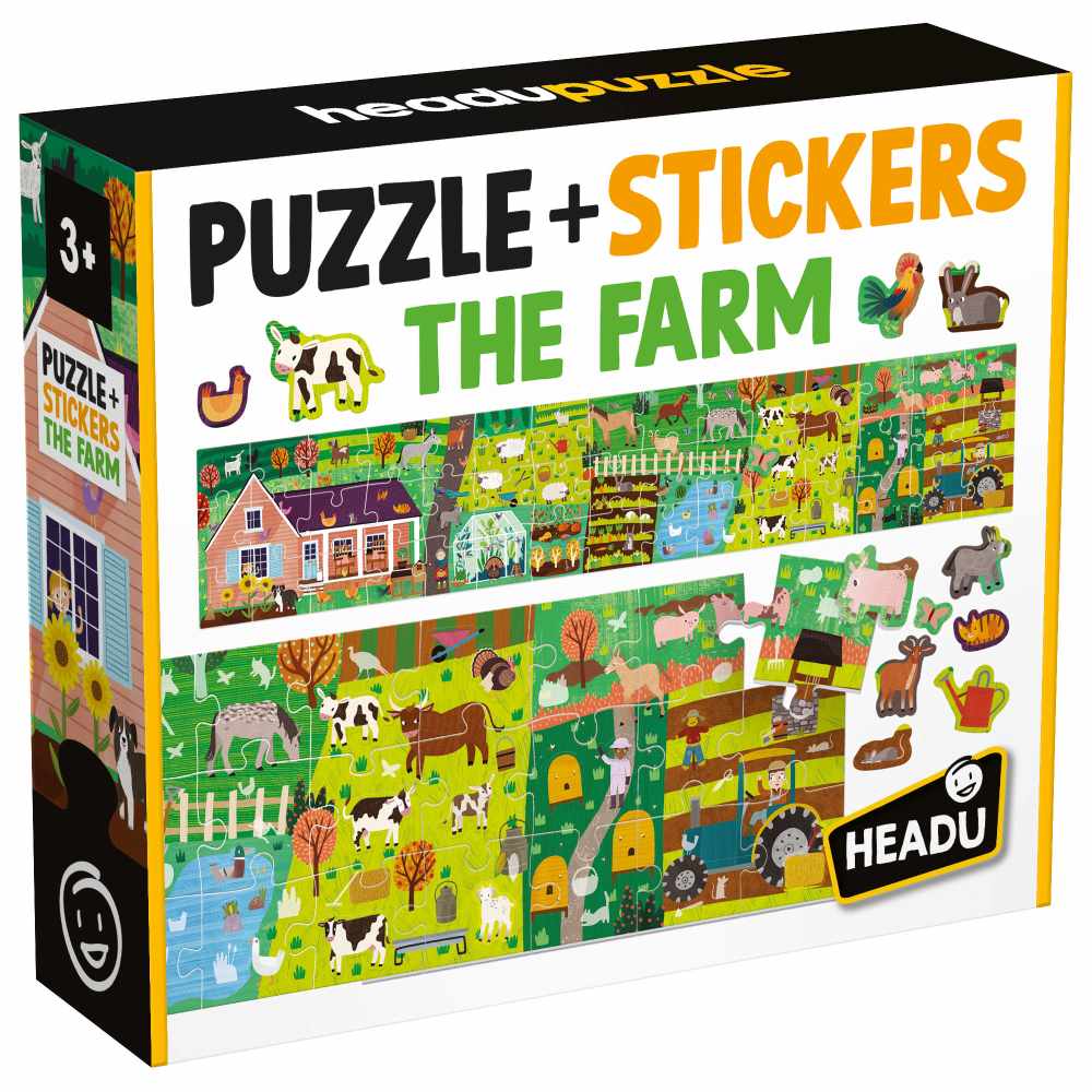 PUZZLE SI STICKERE FERMA CU 48 PIESE - HEADU (HE59087)