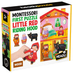 MONTESSORI PRIMUL MEU PUZZLE SCUFITA ROSIE CE INCLUDE 4 FORME DIN LEMN - HEADU (HE59094)