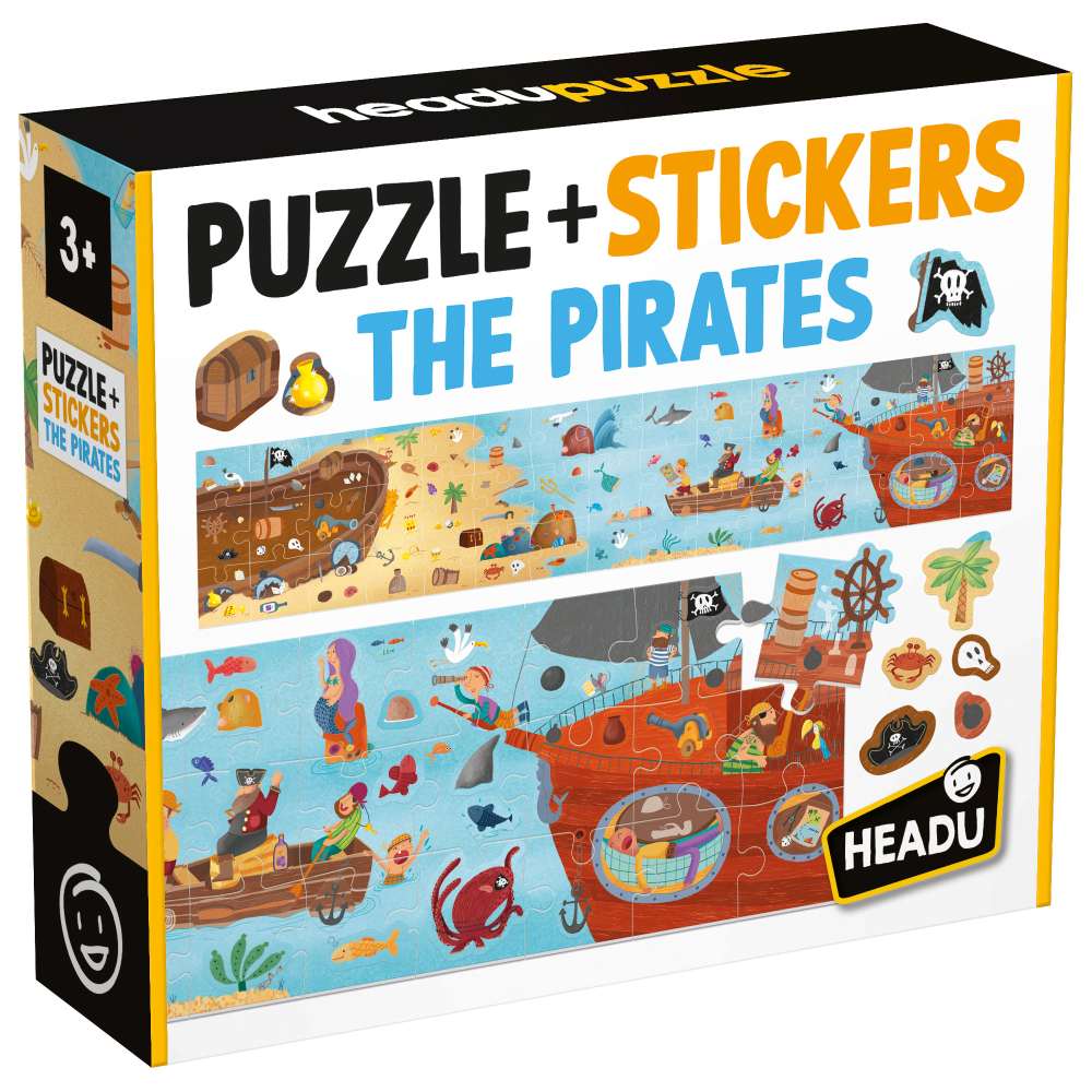PUZZLE PIRATI CU PESTE 200 DE STICKERE CE SE POT REPOZITIONA - HEADU (HE59155)