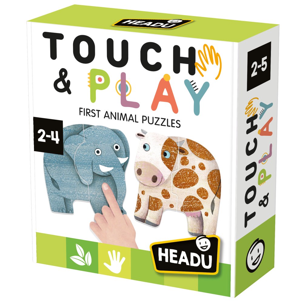 PUZZLE TACTIL CONTUR ANIMALE CU PIESE MARI 2-4 ANI - HEADU (HE60797)