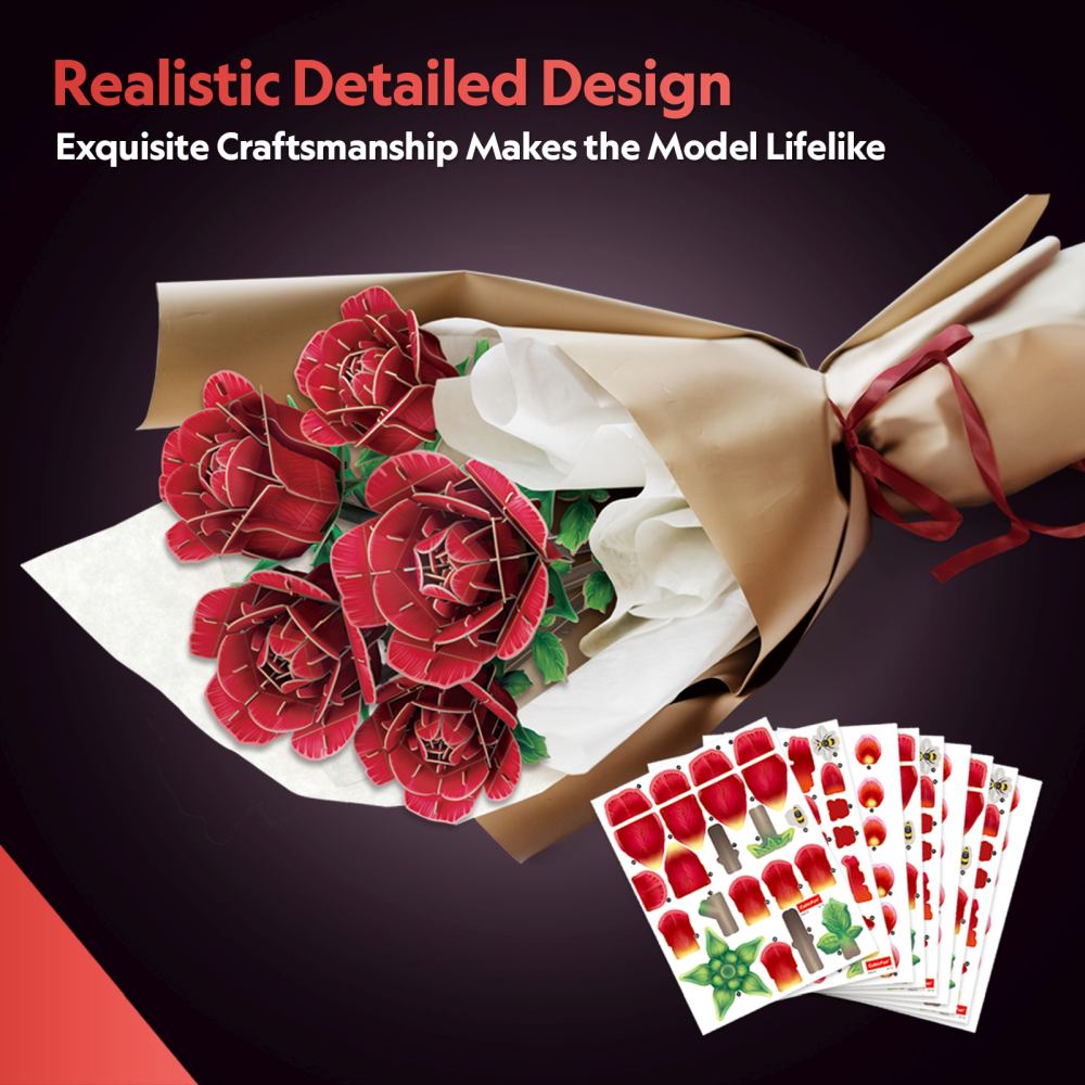 BUCHET DE TRANDAFIRI 3D 265 PIESE - CUBIC FUN (CUP865h)