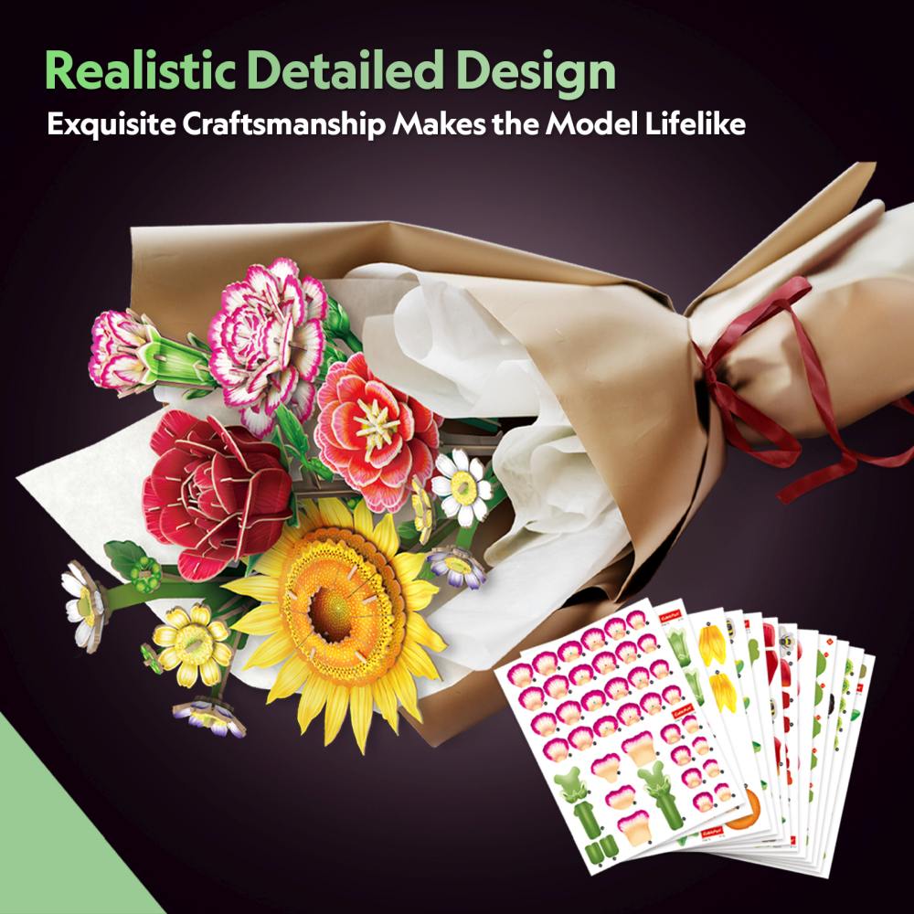 BUCHET DE FLORI ASORTATE 3D 363 PIESE - CUBIC FUN (CUP867h)