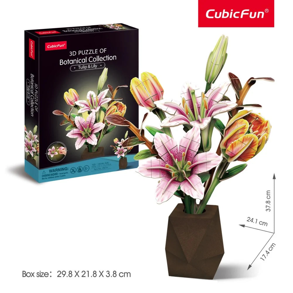 GHIVECI 3D CU CRINI SI LALELE 103 PIESE - CUBIC FUN (CUP871h)