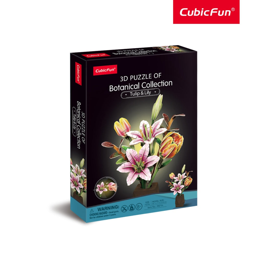 GHIVECI 3D CU CRINI SI LALELE 103 PIESE - CUBIC FUN (CUP871h)