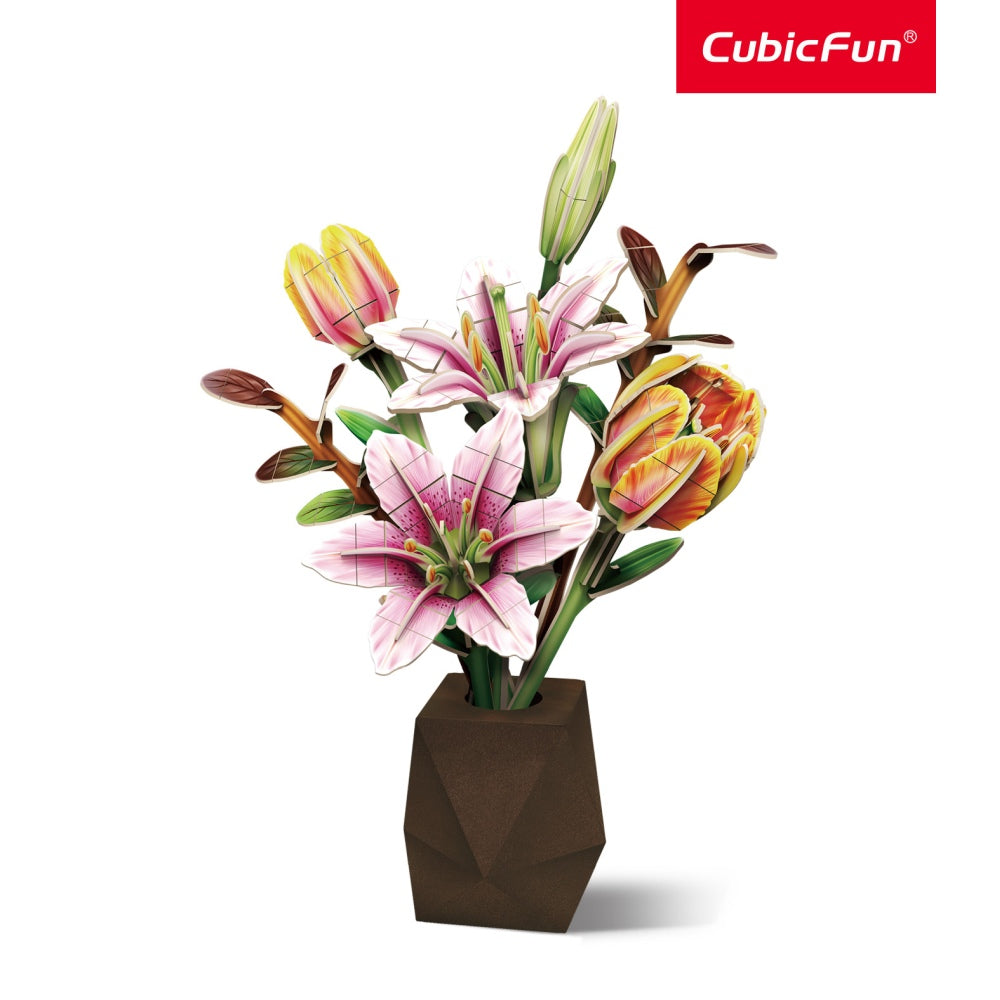 GHIVECI 3D CU CRINI SI LALELE 103 PIESE - CUBIC FUN (CUP871h)