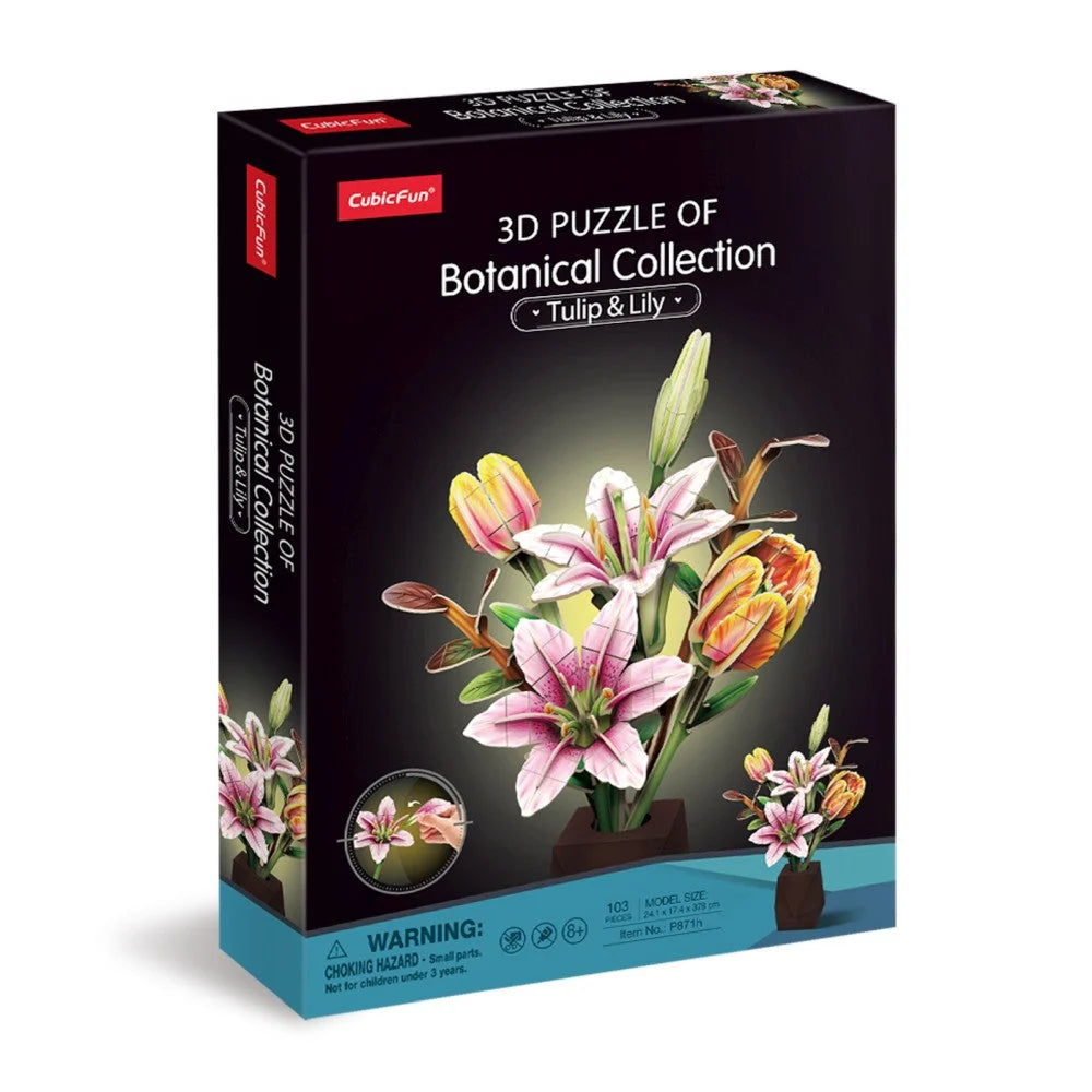 GHIVECI 3D CU CRINI SI LALELE 103 PIESE - CUBIC FUN (CUP871h)