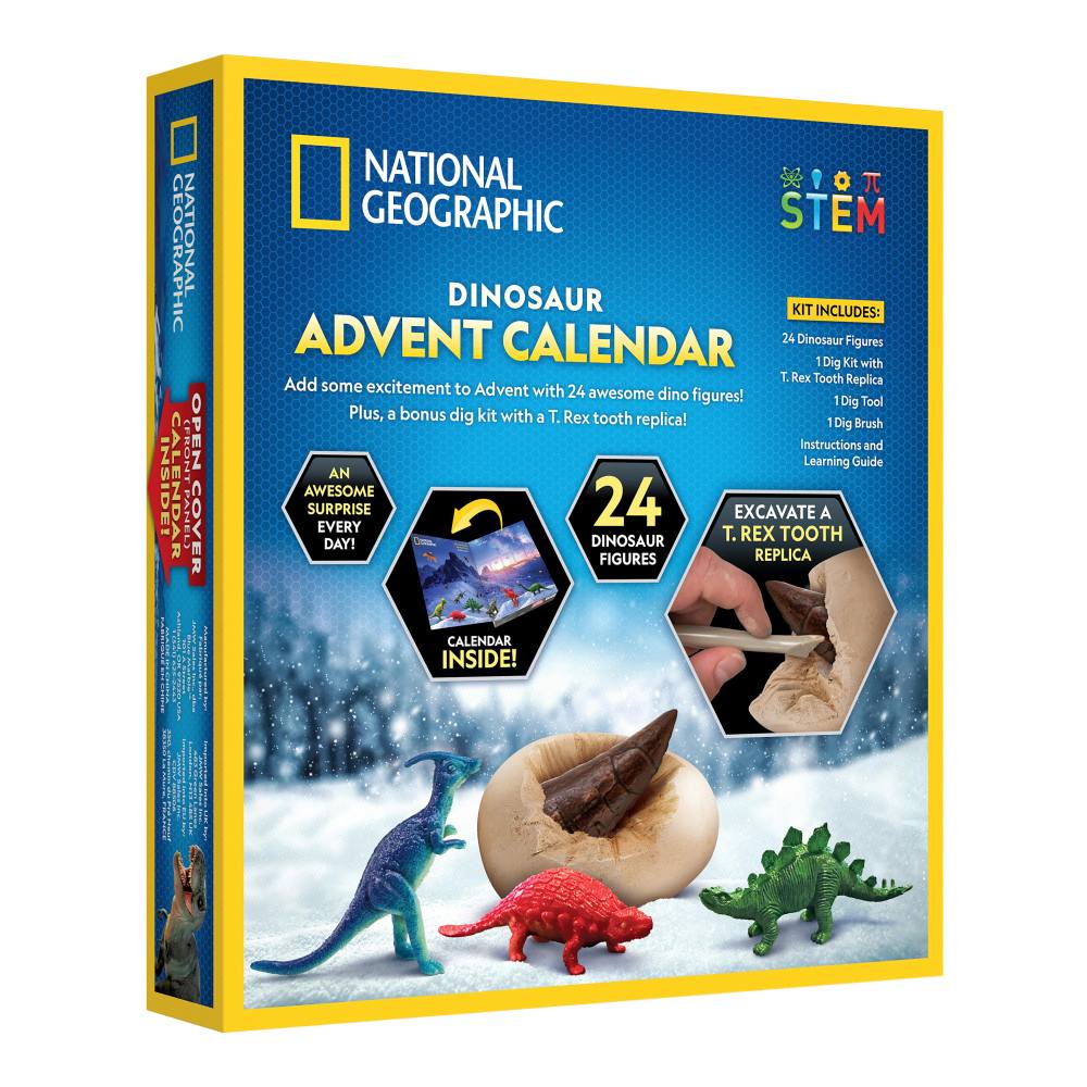SET EDUCATIV CALENDAR DE CRACIUN DESCOPERA LUMEA PREISTORICA A DINOZAURILOR CU 24 DE SURPRIZE - NATIONAL GEOGRAPHIC (NG22862)