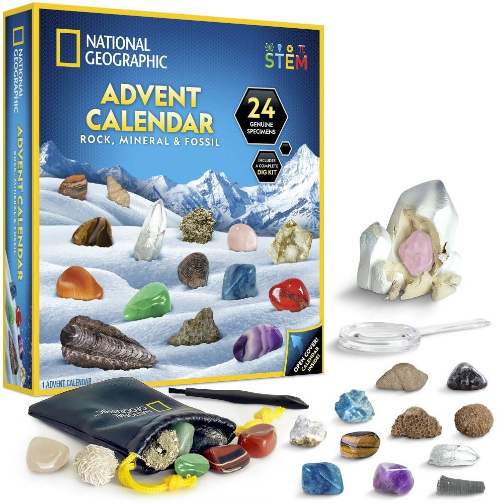 SET EDUCATIV CALENDAR DE CRACIUN DESCOPERA ROCI SI PIETRE PRETIOASE CU 24 DE SURPRIZE - NATIONAL GEOGRAPHIC (NG24101)