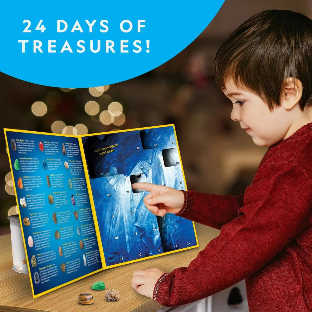 SET EDUCATIV CALENDAR DE CRACIUN DESCOPERA ROCI SI PIETRE PRETIOASE CU 24 DE SURPRIZE - NATIONAL GEOGRAPHIC (NG24101)