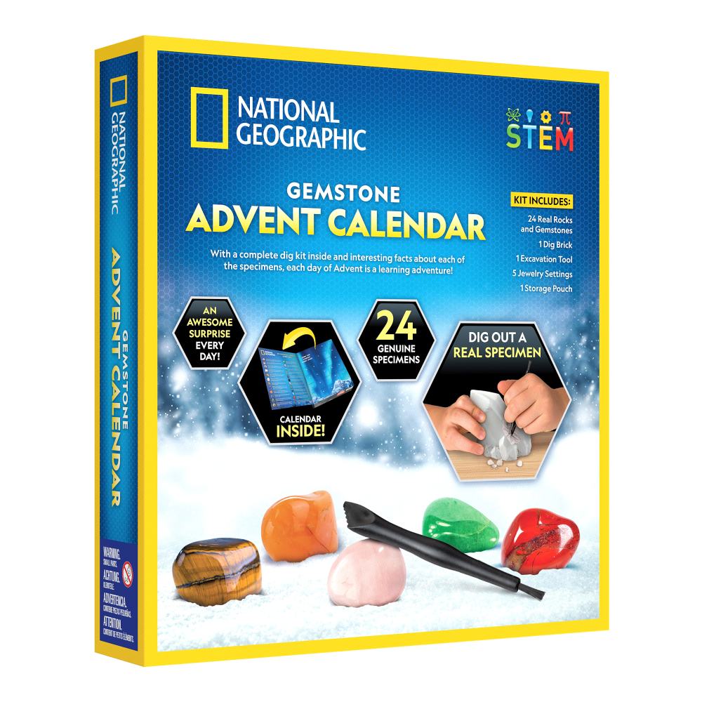 SET EDUCATIV CALENDAR DE CRACIUN DESCOPERA ROCI SI PIETRE PRETIOASE CU 24 DE SURPRIZE - NATIONAL GEOGRAPHIC (NG24101)