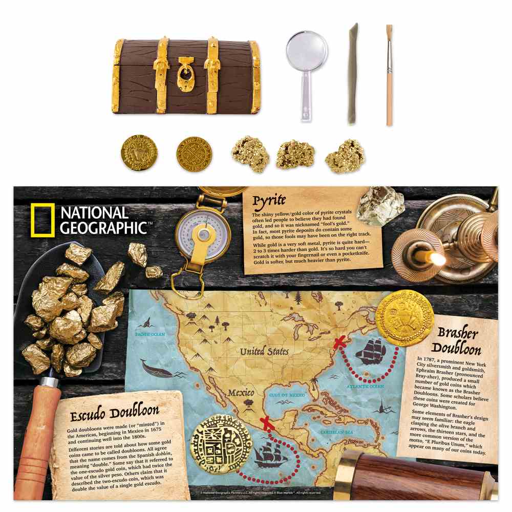 SET EDUCATIV DESCOPERA DOUA REPLICI DE DUBLONI SI TREI EXEMPLARE DE PIRITA - NATIONAL GEOGRAPHIC (NG20011)