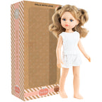 PAPUSA CARLA CU PARUL COAFAT IN PIJAMA ALBA, 32 CM, IN CUTIE TIP CADOU - AMIGAS PIJAMAS - PAOLA REINA (ST4X13230)