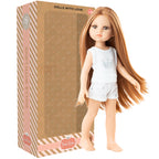 PAPUSA CRISTI CU PARUL ROSCAT IN PIJAMA ALBA, 32 CM, IN CUTIE TIP CADOU - AMIGAS PIJAMAS - PAOLA REINA (ST4X13231)