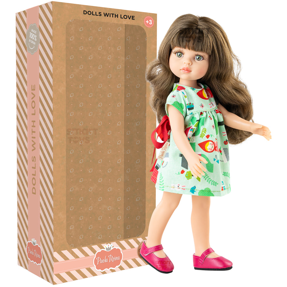 PAPUSA CAROL, 32 CM, IN ROCHIE VERDE CU FUNDA ROSIE  - AMIGAS - PAOLA REINA (ST4X4697)