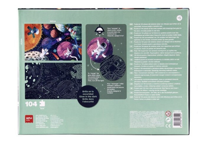 PUZZLE CARE STRALUCESTE IN INTUNERIC, SISTEM SOLAR, 104 PIESE - APLI (APL18812)