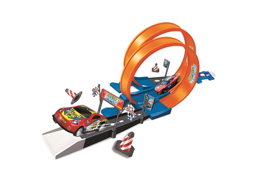 DOUBLE LOOP SPEED TRACK SET, CARS INCLUDED - RS TOYS (RS11928)