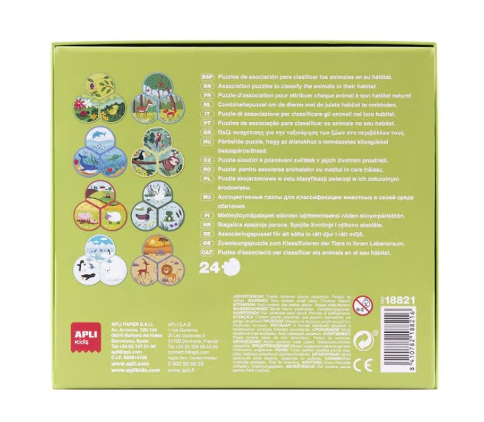 PUZZLE DIN 3 PIESE ANIMALELE SI MEDIUL LOR, KIDS, 24 PIESE - APLI (APL18821)