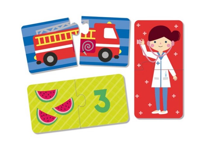 SET PUZZLE CITY: TRANSPORT, NUMERE, PROFESII, KIDS, 3 X 24 PIESE - APLI (APL18797)