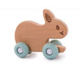 WOODEN RABBIT TOY ON WHEELS, BLUE - BO JUNGLE (BJB910220)