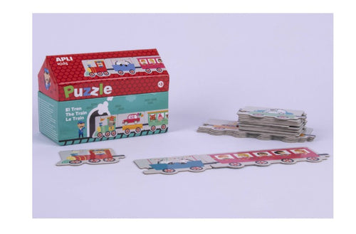 PUZZLE - SET TREN IN CUTIE DEPOZITARE TIP CASUTA, 20 PIESE - APLI (APL16485)
