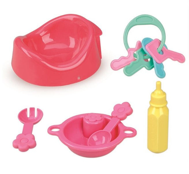 BABY DOLL 30 CM, WITH FUNNY FLORAL DRESS AND HAT - RS TOYS (RS11932)