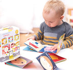 EDUCATIONAL GAME FOR CHILDREN AND BABIES, LITTLE EXPLORERS LIBRARY, 4 ACCORDION BOOKS WITH FARM, BODY PARTS, FRUITS AND FEELINGS, 90 CM LENGTH - BANANA PANDA (BP77344)