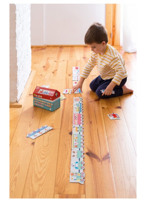 PUZZLE - SET TREN IN CUTIE DEPOZITARE TIP CASUTA, 20 PIESE - APLI (APL16485)