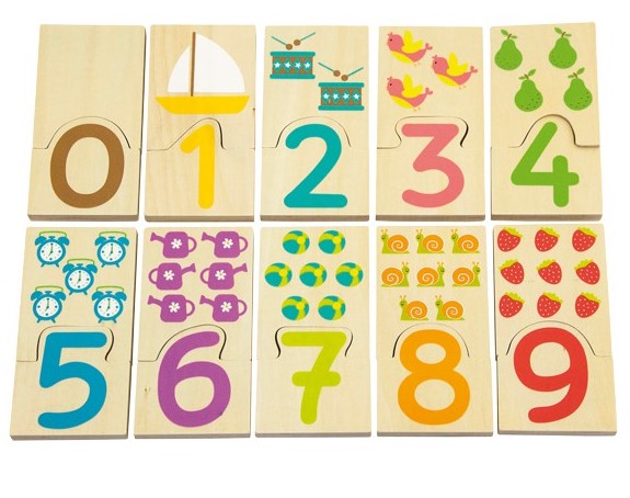 PUZZLE EDUCATIV INVATA CIFRELE DIN LEMN, 10 PIESE - ANDREU TOYS (ANT16241A)