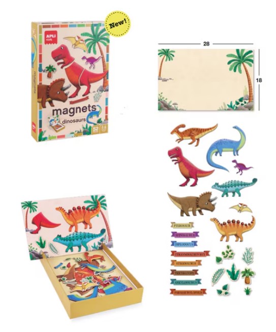 PUZZLE MAGNETIC DINOZAURI, KIDS, 52 PIESE - APLI (APL19233)