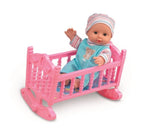 SET OF 2 BROTHER BABY DOLLS, BOY AND GIRL, WITH ROCKING CRADLE, 20 CM HEIGHT - RS TOYS (RS11933)