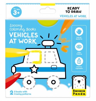 CARTE DE COLORAT PENTRU BEBELUSI READY TO DRAW, VEHICULE LA LUCRU, - BANANA PANDA (BP50156)