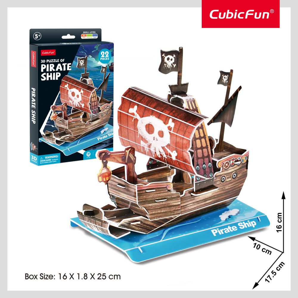 CUBIC FUN - 3D PUZZLE PIRATE SHIP 22 PIECES - CUBIC FUN (CUW3121h)