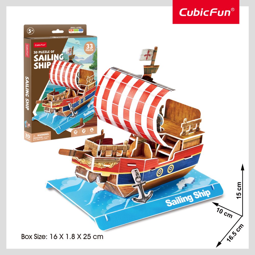 CUBIC FUN - 3D PUZZLE SAILING SHIP 33 PIECES - CUBIC FUN (CUW3122h)