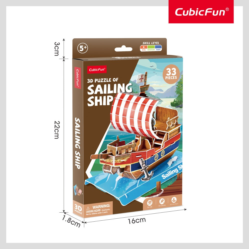 CUBIC FUN - 3D PUZZLE SAILING SHIP 33 PIECES - CUBIC FUN (CUW3122h)