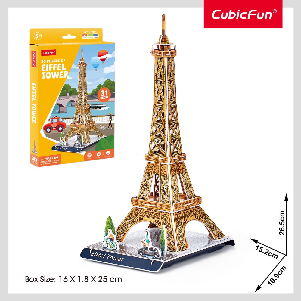 CUBIC FUN - 3D PUZZLE EIFFEL TOWER 31 PIECES - CUBIC FUN (CUW3195)