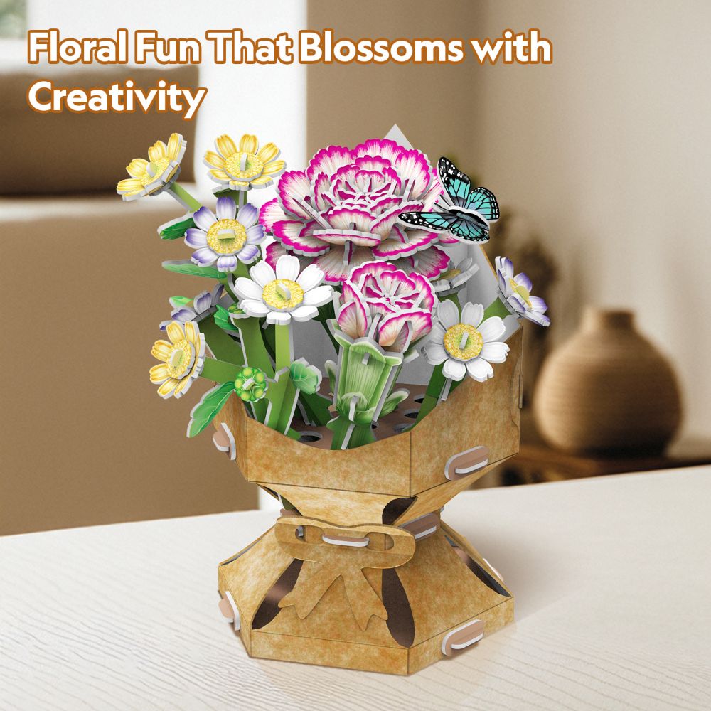 BUCHET DE FLORI 3D GAROAFA 134 PIESE - CUBIC FUN (CUW3300h)