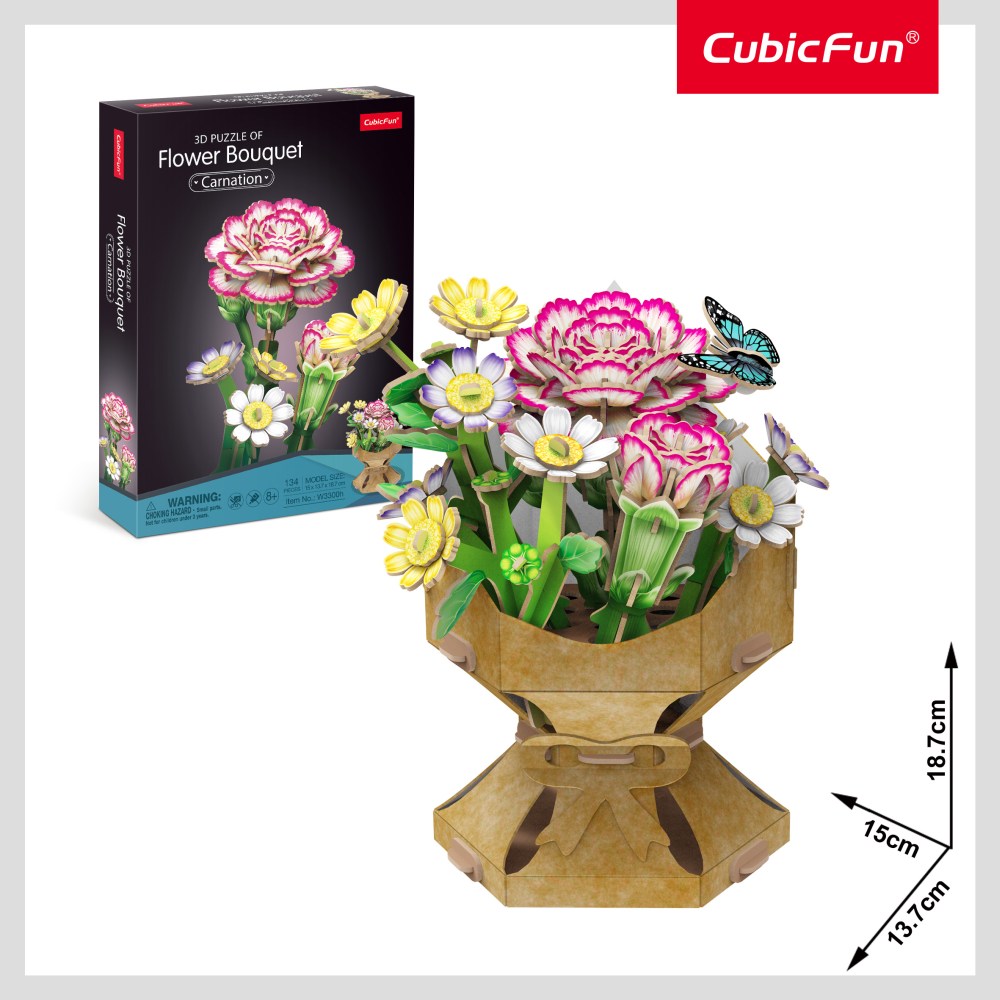 BUCHET DE FLORI 3D GAROAFA 134 PIESE - CUBIC FUN (CUW3300h)