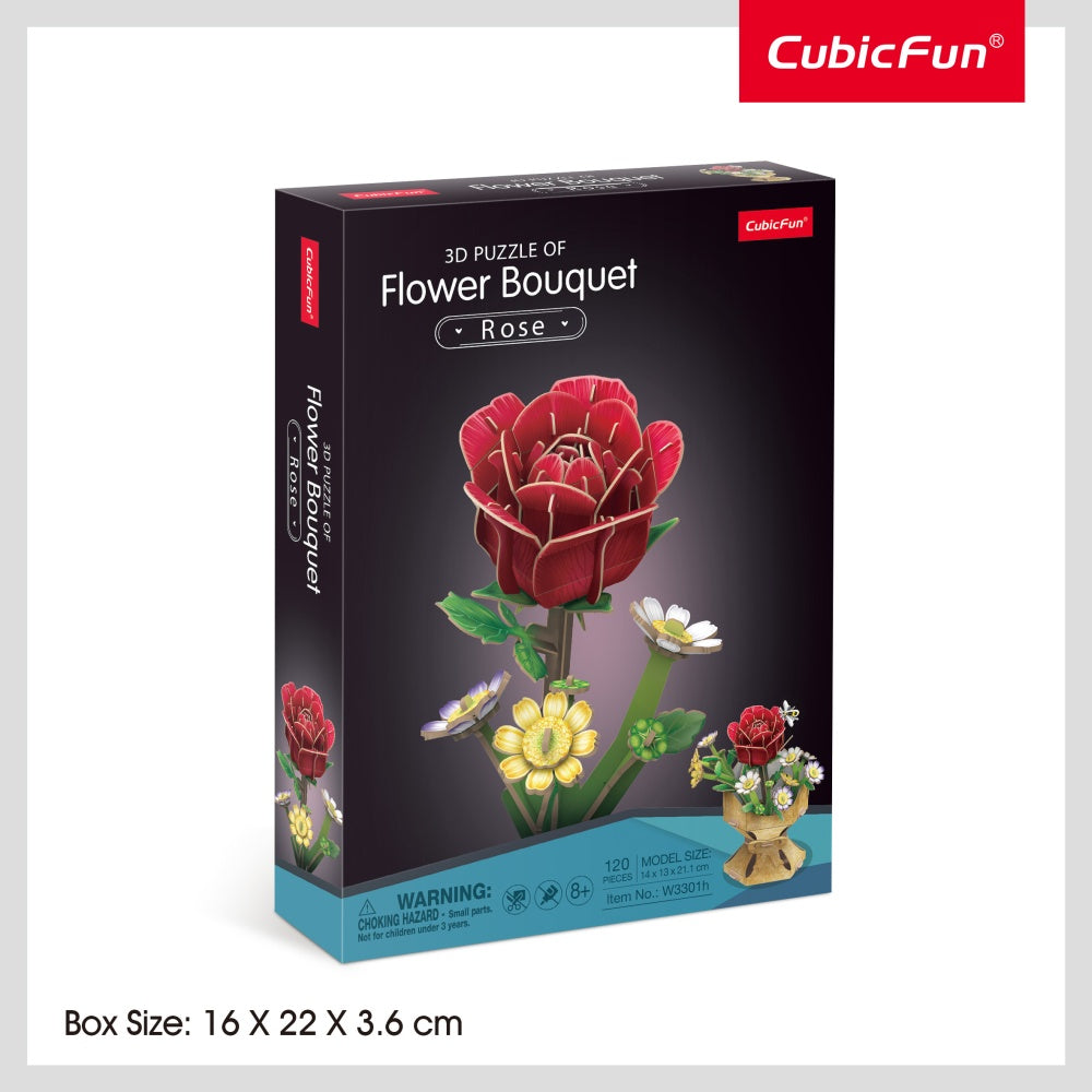 BUCHET DE FLORI 3D TRANDAFIR 120 PIESE - CUBIC FUN (CUW3301h)