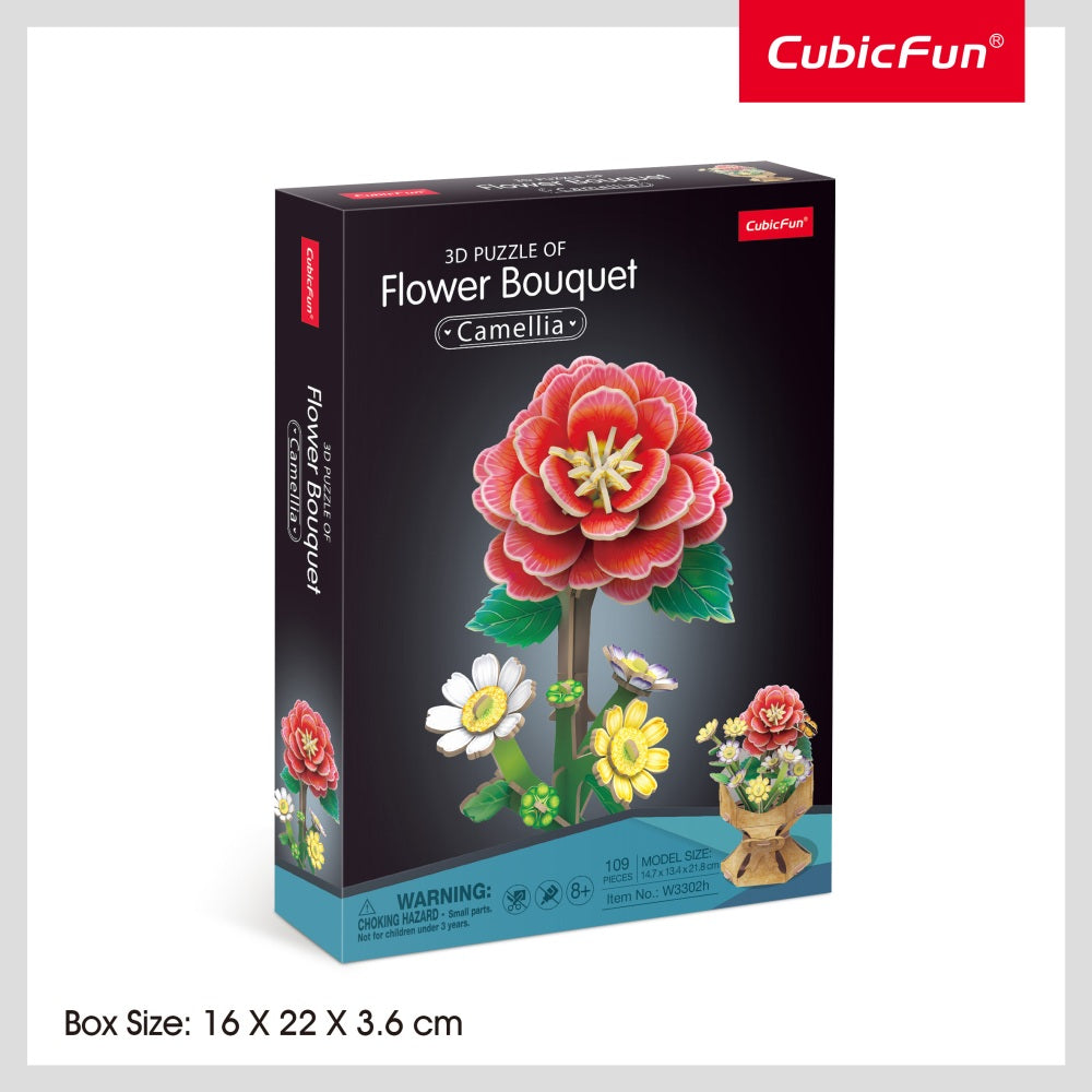 BUCHET DE FLORI 3D CAMELIE 109 PIESE - CUBIC FUN (CUW3302h)