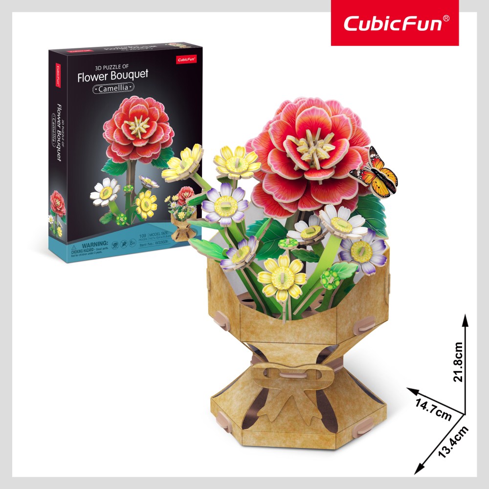 BUCHET DE FLORI 3D CAMELIE 109 PIESE - CUBIC FUN (CUW3302h)