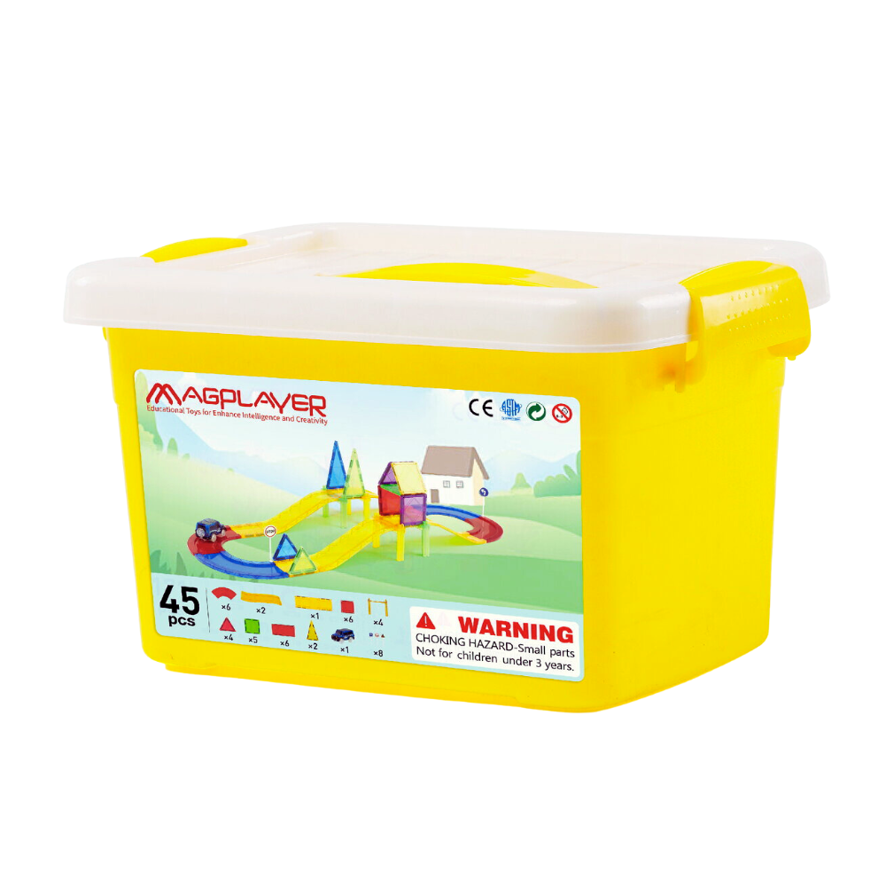 SET DE CONSTRUCTIE MAGNETIC 3D - CIRCUIT MASINUTE (45 PIESE) - MAGPLAYER (HM96089-UK) - Libelula Vesela - Jucarii