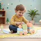 SET DE CONSTRUCTII CU TRENULET - 36 PIESE (PASTEL) - DOLU (D5220)