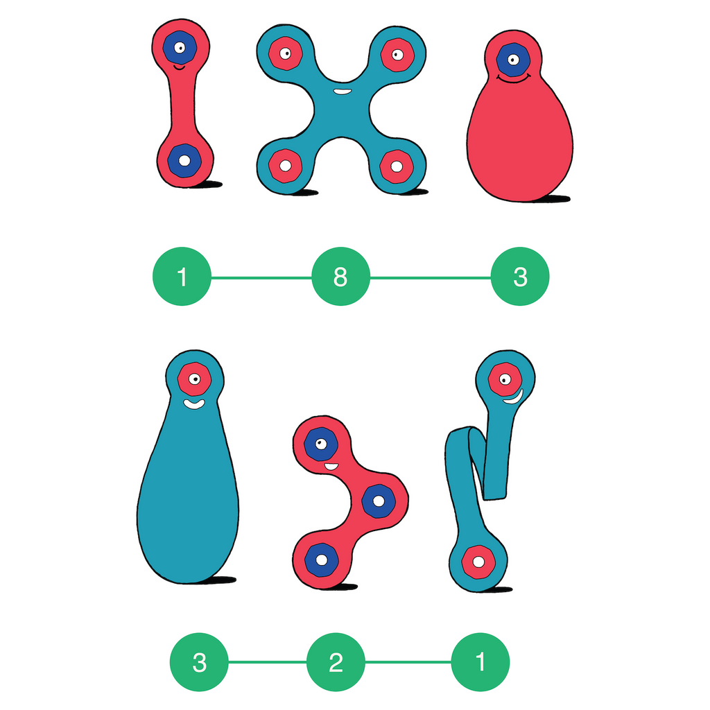 CLIXO® MAGNETIC BUILDING TOY - ITSY FLAMINGO &amp; TURQUOISE (18 PIECES) - CLIXO (CL-ITSY-FT-1)