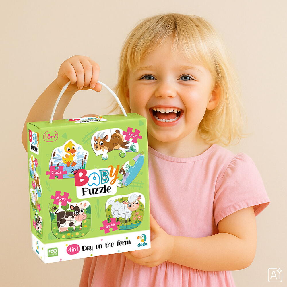 PUZZLE 4 IN 1 - O ZI LA FERMA (2, 3, 4 PIESE) - DODO (DO300687)
