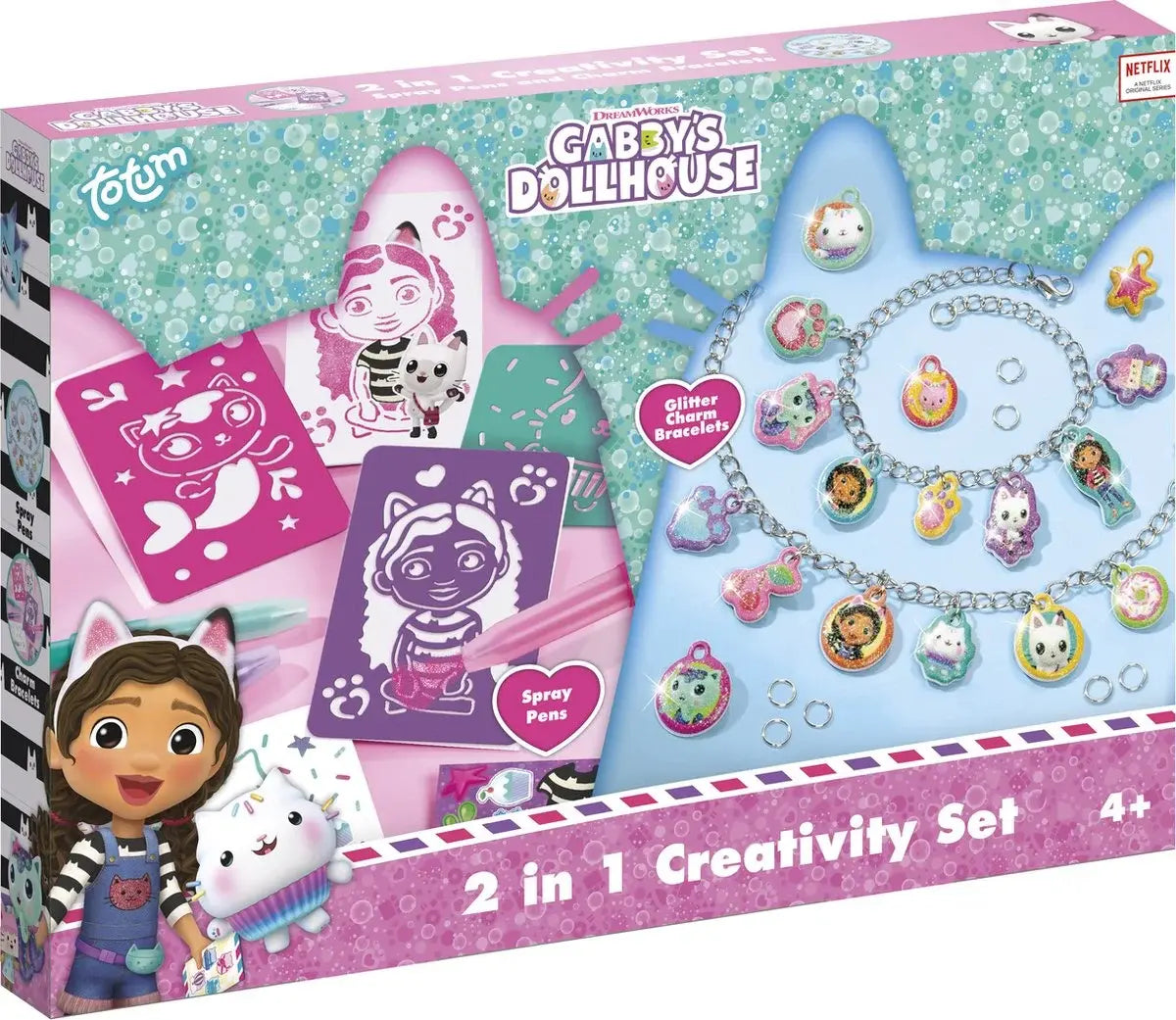 SET 2 IN 1 GABBY'S DOLLHOUSE -  BRATARI CU PANDANTIVE & CARIOCI DE SUFLAT - TOTUM (TT420397)