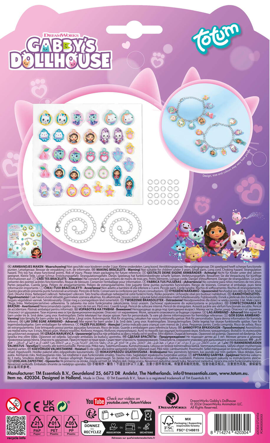 SET BRATARI CU PANDANTIVE - GABBY'S DOLLHOUSE - TOTUM (TT420304)