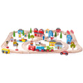 CIRCUIT AUTO SI FEROVIAR (91 PIESE) - BIGJIGS TOYS (BJT015)