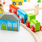 CAR AND RAILWAY CIRCUIT (91 PIECES) - BIGJIGS TOYS (BJT015)