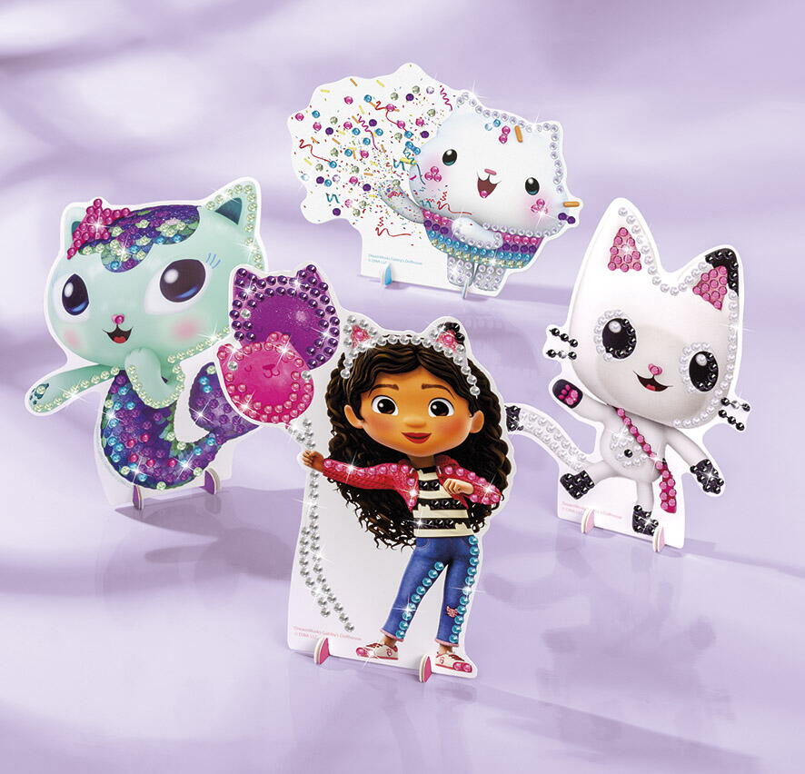 SET 3 IN 1 GABBY'S DOLLHOUSE - BRATARI, CARIOCI DE SUFLAT & PICTURA CU DIAMANTE - TOTUM (TT420366)