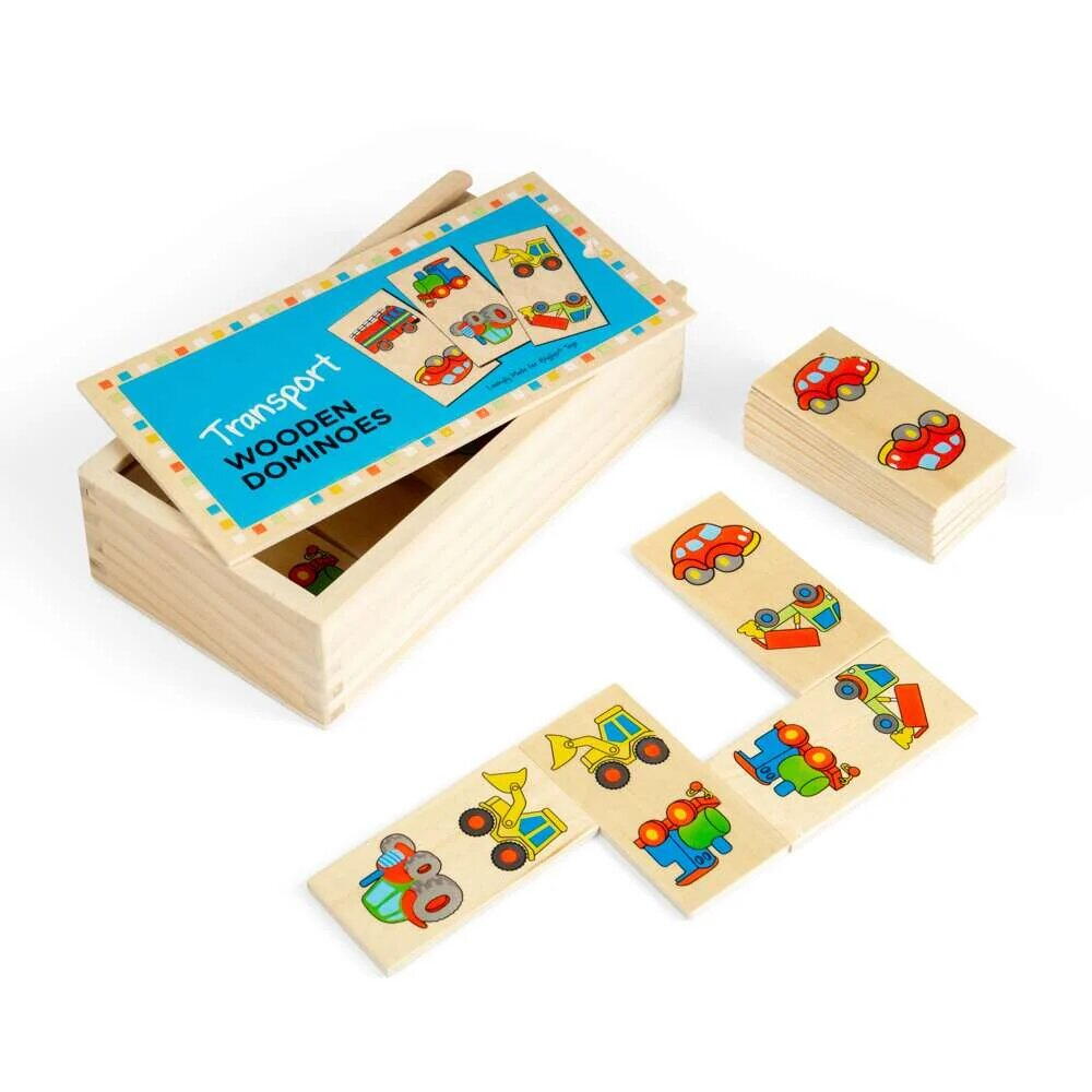DOMINO DIN LEMN - MIJLOACE DE TRANSPORT - BIGJIGS TOYS (BJ738)
